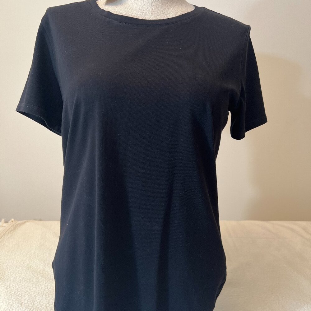 NEW Nic + Zoe Tulip-Hem Black Cotton T-shirt - NWT - Size M
